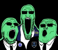 bald cia fbi glasses glowing jidf soyjak_trio stubble suit v:gapejak v:plier v:sopranojak // 968x832 // 31KB
