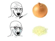 bald crying diagram food glasses knife onions open_mouth red_eyes stubble tears v:soyak // 640x480 // 169KB