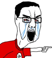 clothes crying glasses hair nazi pointing red_eyes shirt swastika tears v:chudjak // 680x762 // 77KB